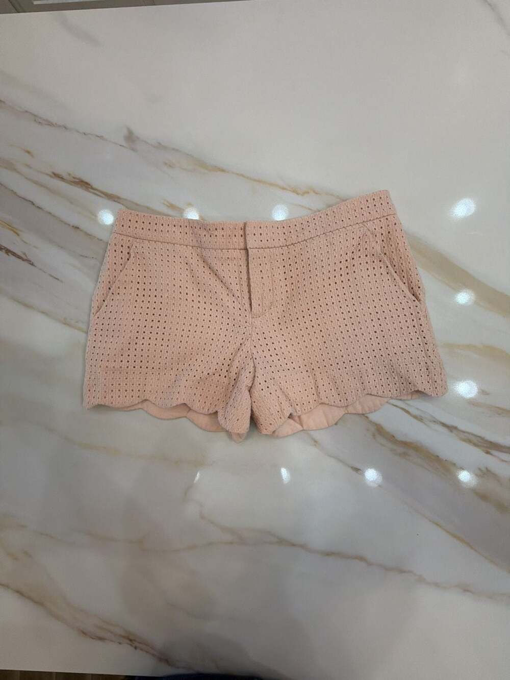 Club Monaco Blush Pink Eyelet Scallop Hem Shorts Size 2